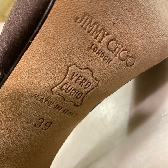 Jimmy Choo Bejeweled Brown Satin Pumps, Vintage, Excellent Condition, Sz 8.5/39 - Picture 9 of 16